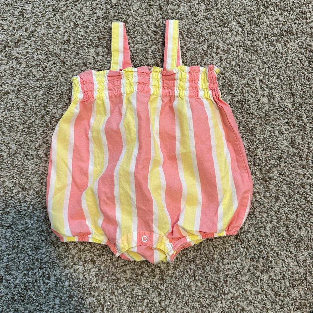 Striped Pink and Yellow Baby Romper